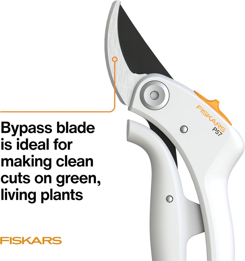 Fiskars مقص بypass مع PowerLever، مقصات حديقة خفيفة الوزن، أبيض - Image 3